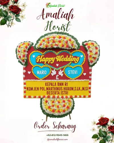 Karangan Papan Bunga Pernikahan di Sukonolo